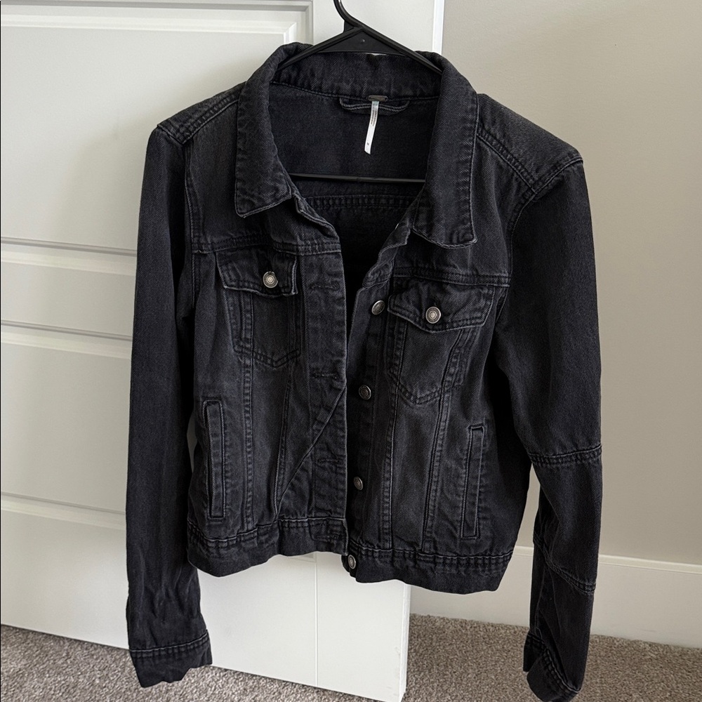 Free People Charcoal Jean Jacket